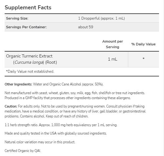 Extract de curcuma lichid | Organic certificat - 59 ml