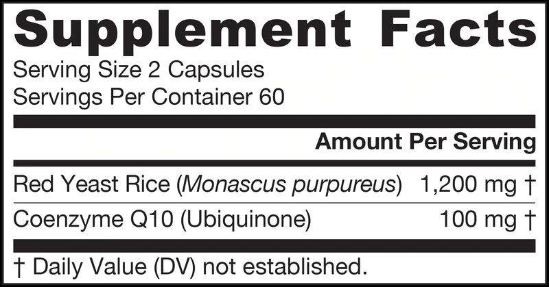 Red Yeast Rice 1200mg + CoQ10 100mg - Мая от Червен Ориз + Коензим Q10 120 caps