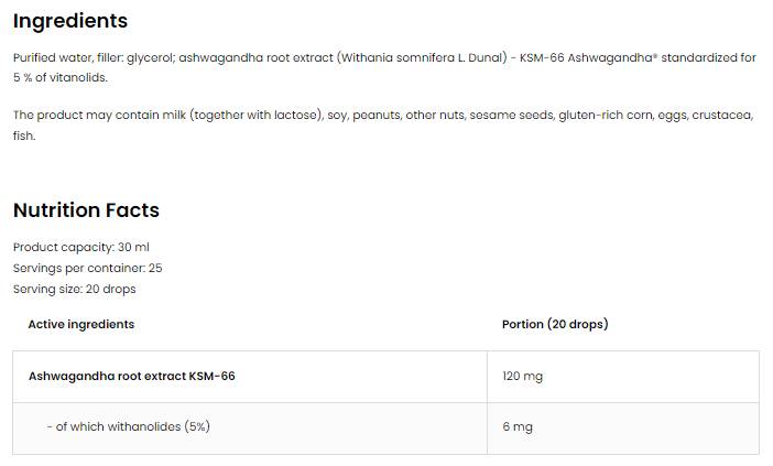 KSM-66 Ashwagandha Drops | Εκχύλισμα ρίζας Ashwagandha 30 ml