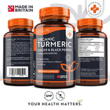 Organic Turmeric 1340mg with Black Pepper & Ginger /180 капсули, 90 дози/ Nutravita