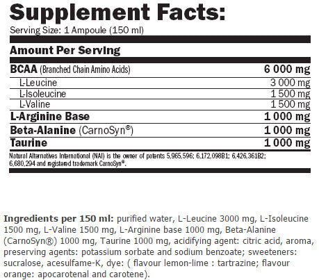 BCAA MegaFuel 6000 / 150ml. / 12 Amp. - 1.800 kg