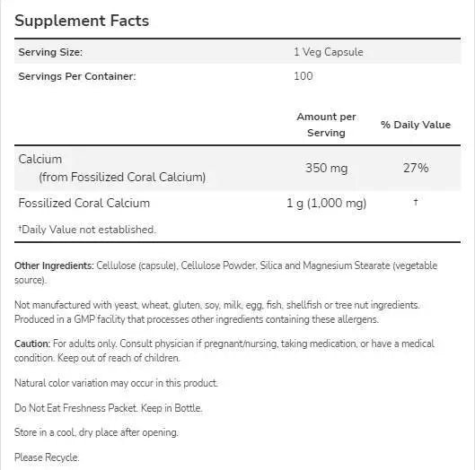 Coral Calcium 1000 mg - 100 capsule