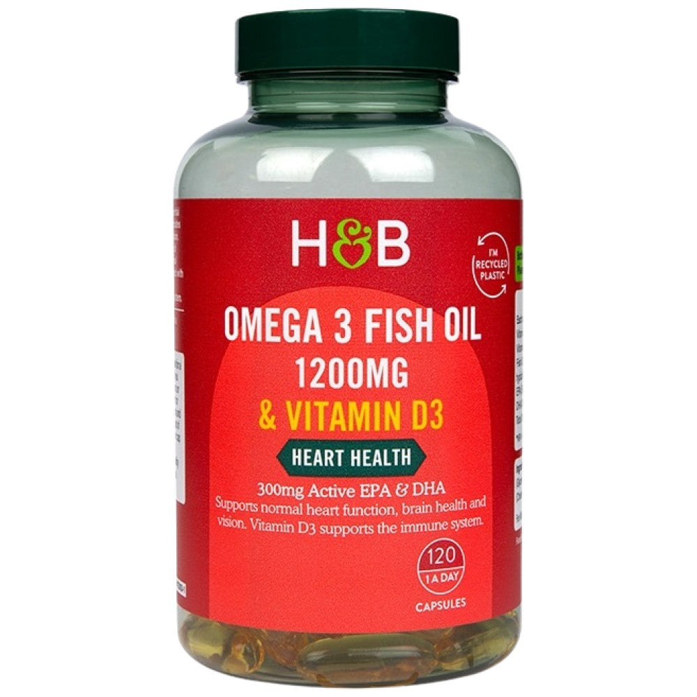 Omega 3 Fish Oil 1200 mg & Vitamin D3 - 120 Гел капсули