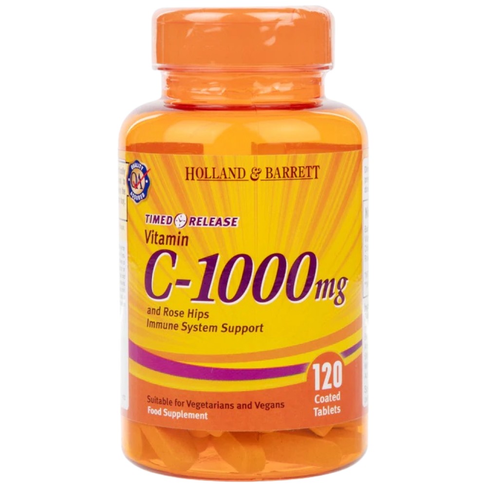 Vitamina C cu eliberare temporizată 1000 mg | Cu măceșe - 120 de tablete