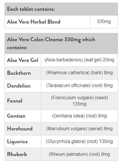 Aloe Vera Colon Cleanse 330 mg - 120 Таблетки