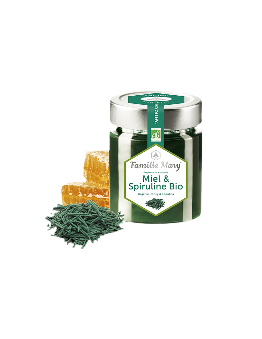 Miel &amp; Spiruline Bio / Bio μέλι ακακίας + σπιρουλίνα, 170 g Famille Mary