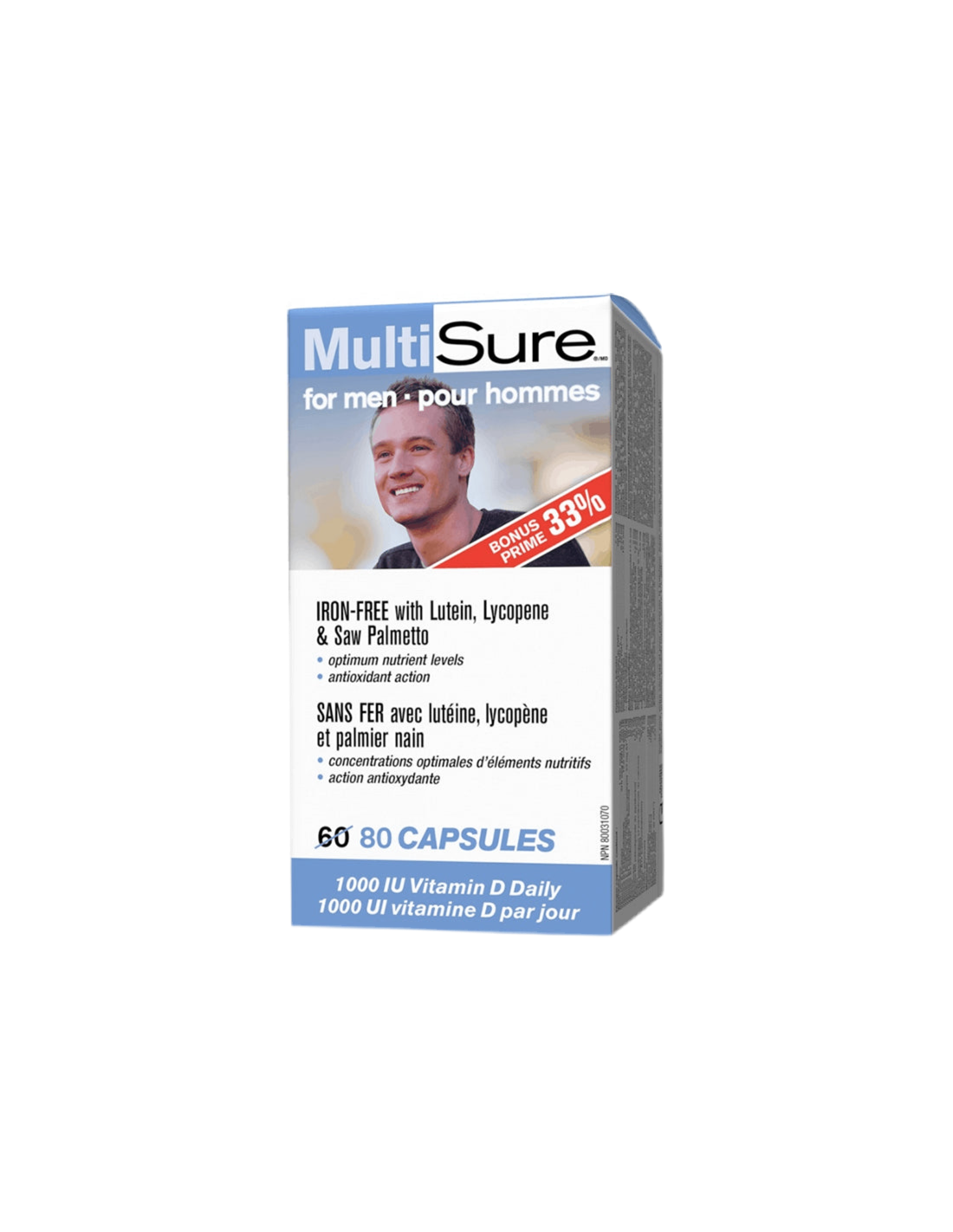 MultiSure® Men / Πολυβιταμίνες για άνδρες (με λουτεΐνη, λυκοπένιο και πριόνι), 80 κάψουλες