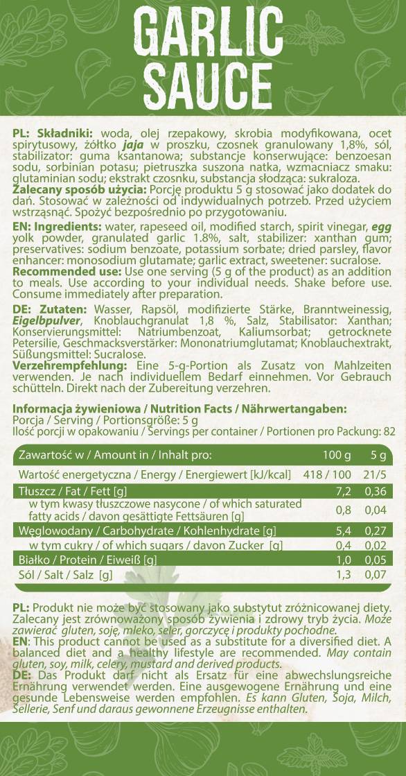 Sos de usturoi | Cu conținut scăzut de calorii - 410 ml