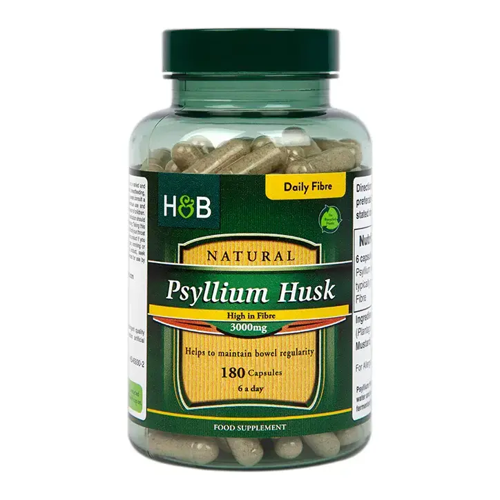 Fibră de coajă de psyllium (coaja de psyllium) 500 mg 180 capsule HOLLAND &amp; BARRETT