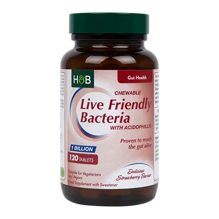 Probiotic cu Acidophilus (Chewable Acidophilus Strawberry 1 Billion) 1 miliard. 120 comprimate masticabile HOLLAND &amp; BARRETT