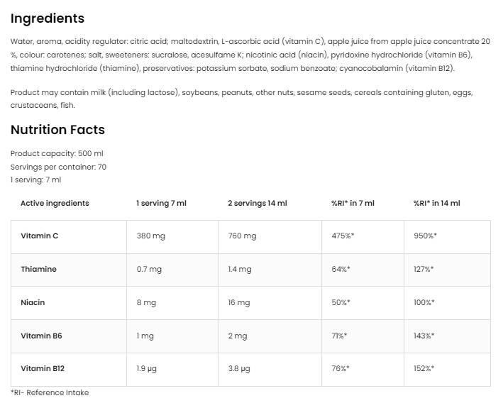 Băutură cu conținut scăzut de carbohidrați | cu vitamine 500 ml