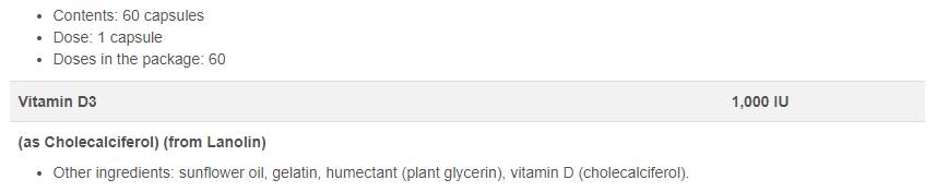 Vitamina D3 1000 UI 60 capsule de gel