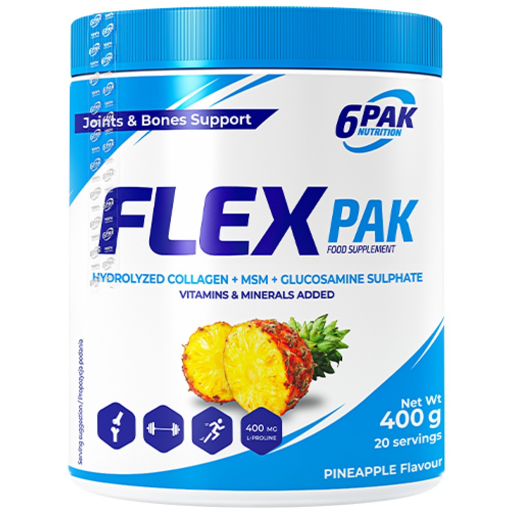 Flex Pak Powder | Κολλαγόνο &amp; Γλυκοζαμίνη, Χονδροϊτίνη, MSM, Υαλουρονικό Οξύ - 400 γραμμάρια