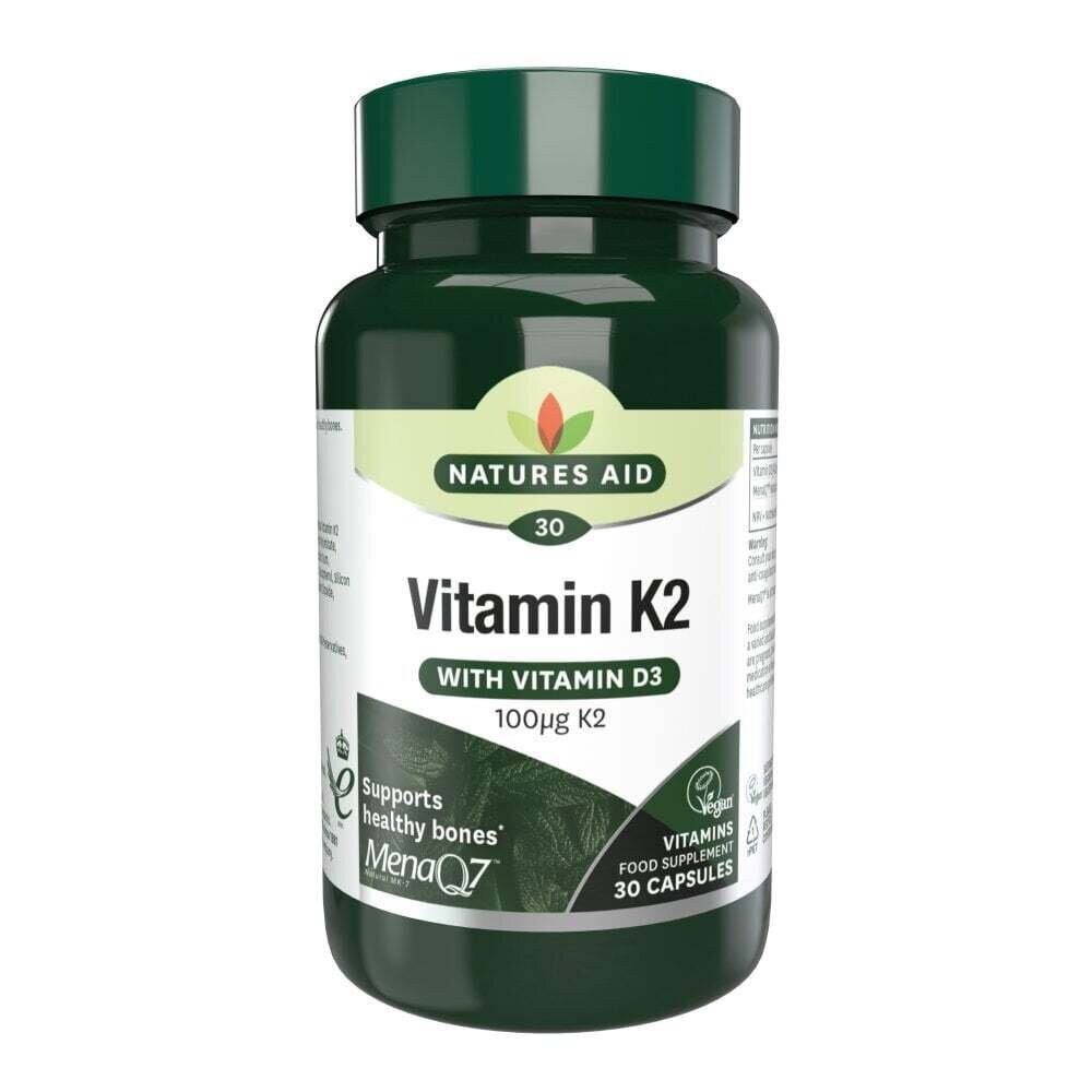 Φυσική Βιταμίνη K2 + D3 (Βιταμίνη K2 + D3) 100mcg 30 κάψουλες NaturesAid 