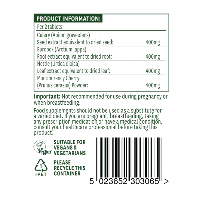 Семена от целина, вишна, репей и коприва (Celery Seed Complex) 60 таблетки NaturesAid