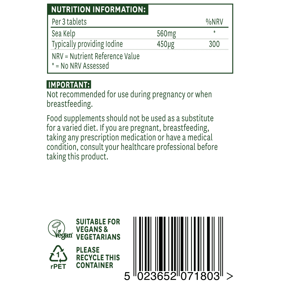 Sea Kelp (Sea Kelp) (Iodine - 150mcg) 180 δισκία NaturesAid 