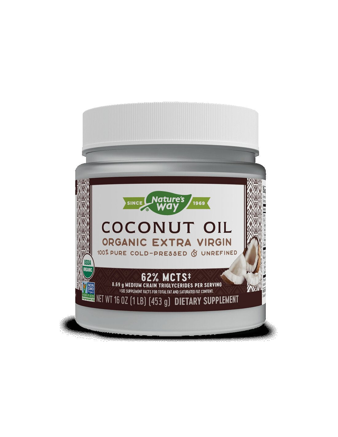 Кокосово масло, 62% MCT мастни киселини - Coconut Oil Organic Extra Virgin, 474 ml, 32 дози Nature’s Way