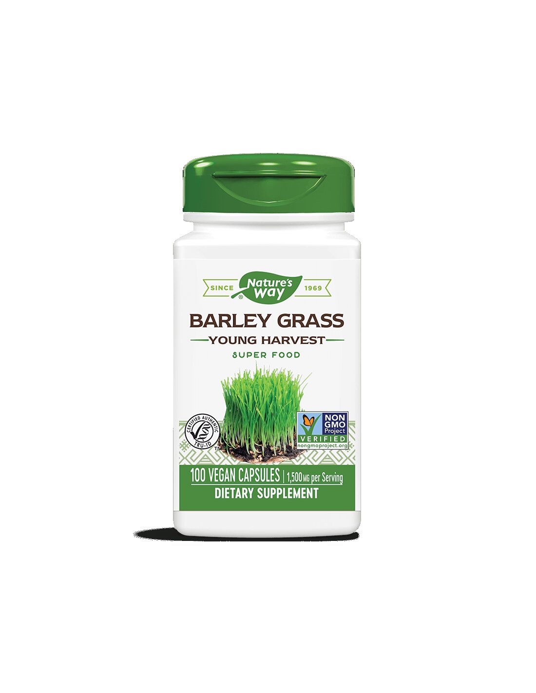 Barley Grass - πράσινη υπερτροφή για αλκαλοποίηση και ενδυνάμωση του σώματος, 500 mg, 100 κάψουλες Nature's Way