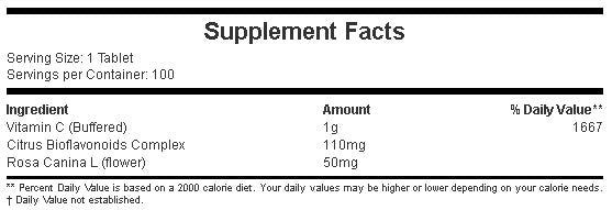 Ρυθμισμένη βιταμίνη C 1000 mg / 100 Tabs