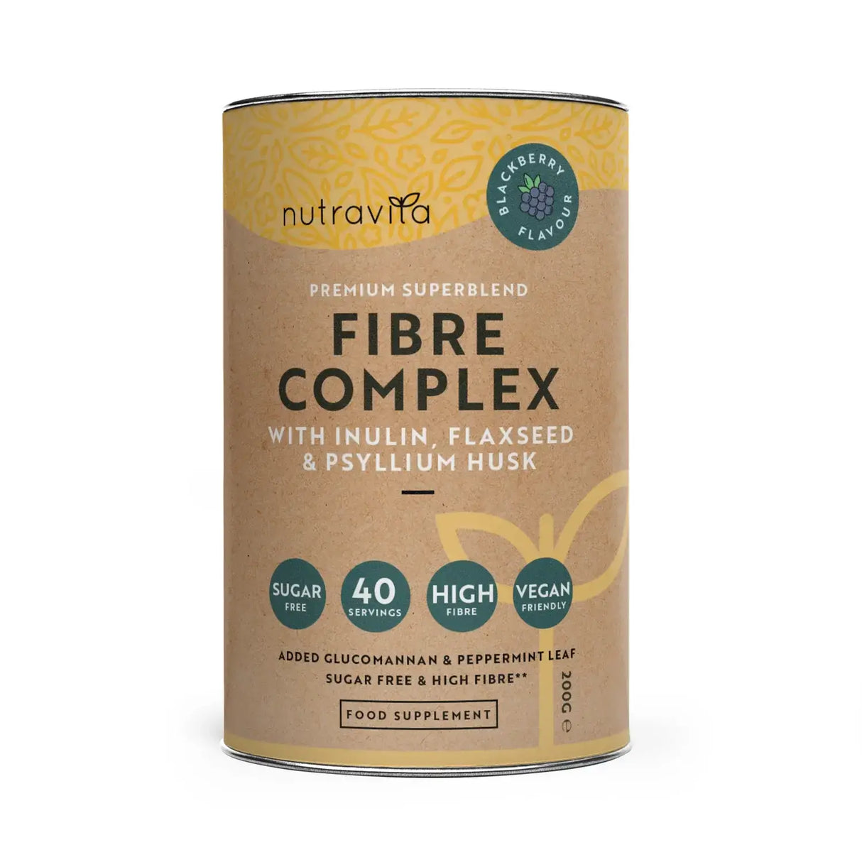 Fibre Complex Powder - BlackBerry Flavour /200 г, 40 дози/ Nutravita