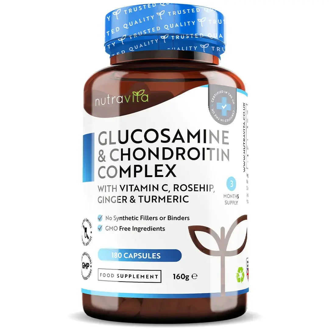 Glucosamine Chondroitin /180 капсули, 90 дни/ with Turmeric, Ginger & Vitamin C Nutravita