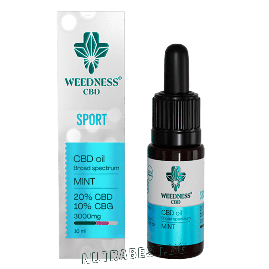 Спорт CBD масло 20% + CBG 10% широк спектър|Мента (10ml)  Weedness CBD