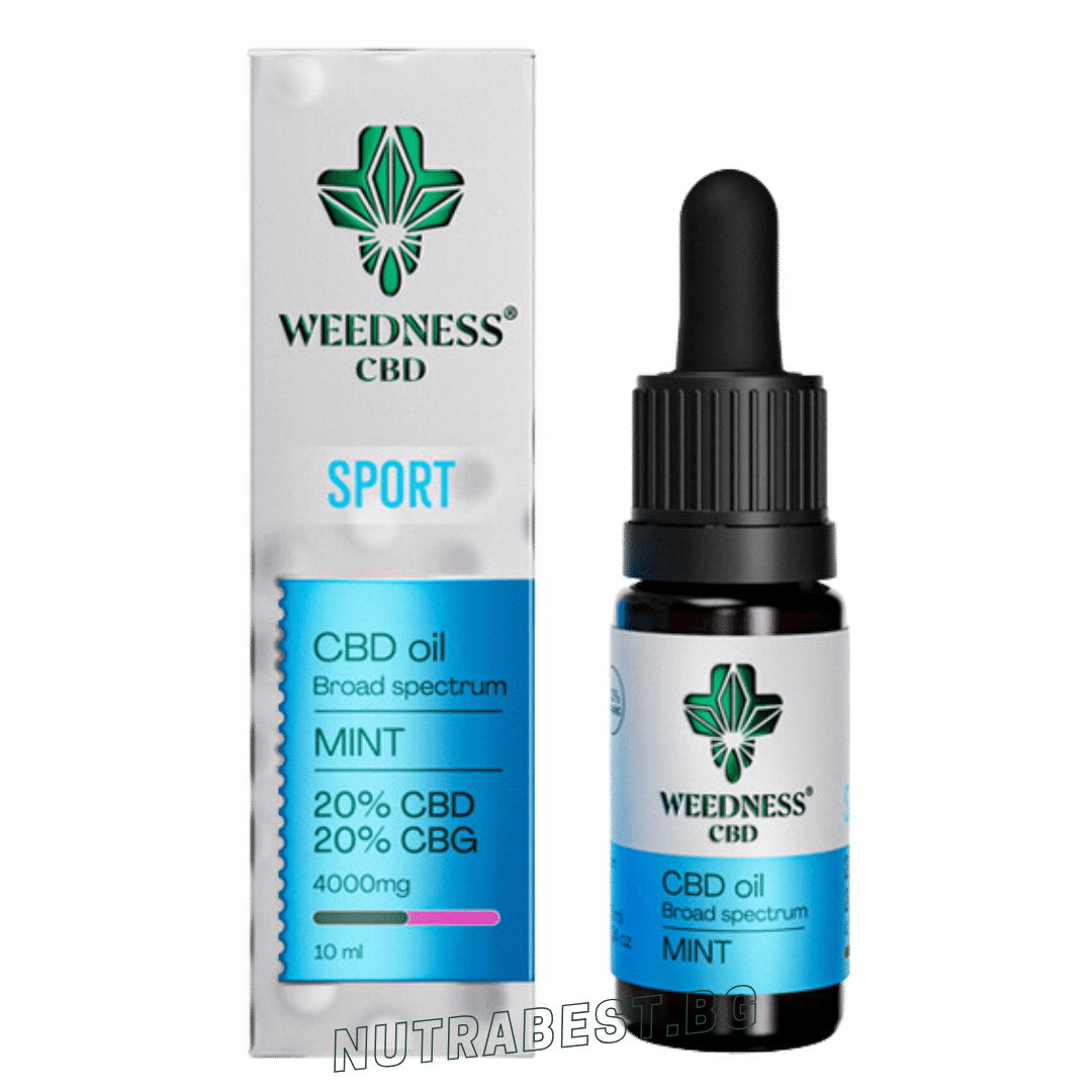 Спорт CBD масло 20% + CBG 20% широк спектър|Мента (10ml)  Weedness CBD