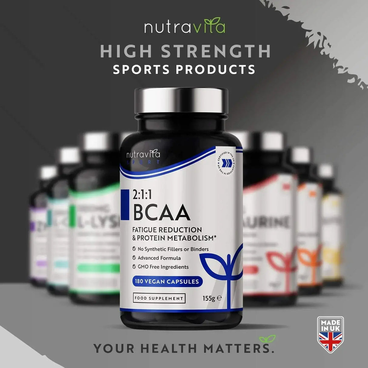 BCAA (2:1:1) с Витамини B6 & B12 - 180 Vcaps. Nutravita