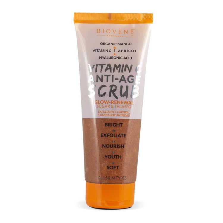 VITAMIN C ANTI-AGE SCRUB Glow Renewal Organic Mango Sugar & Talasso Body Exfoliator 250ml