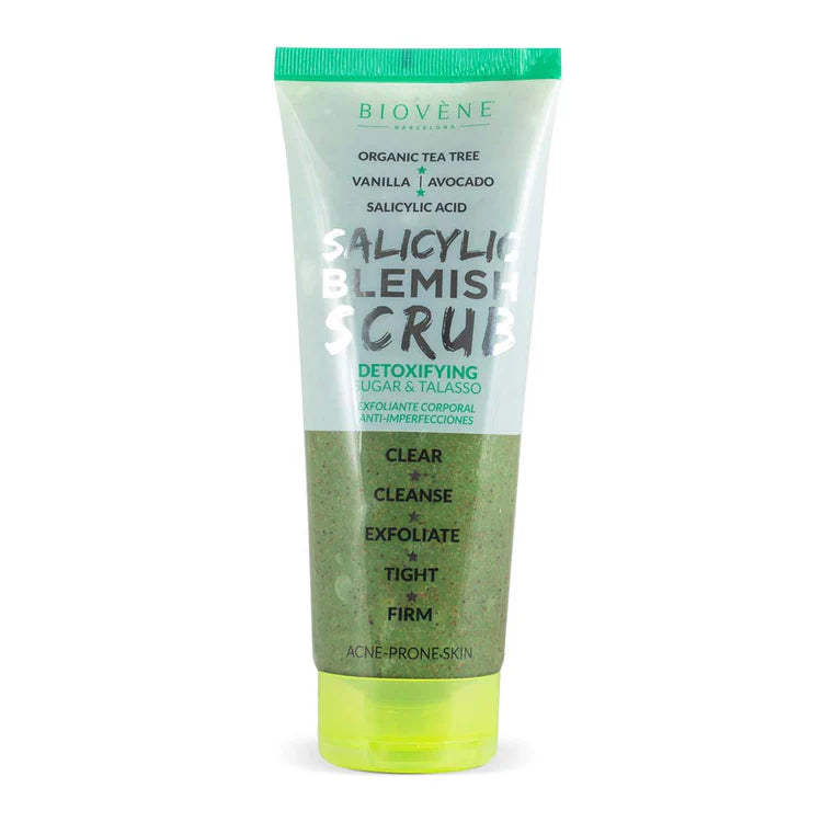 SALICYLIC BLEMISH SCRUB Detoxifying Organic Tea Tree Sugar & Talasso Body Exfoliator 250 ml