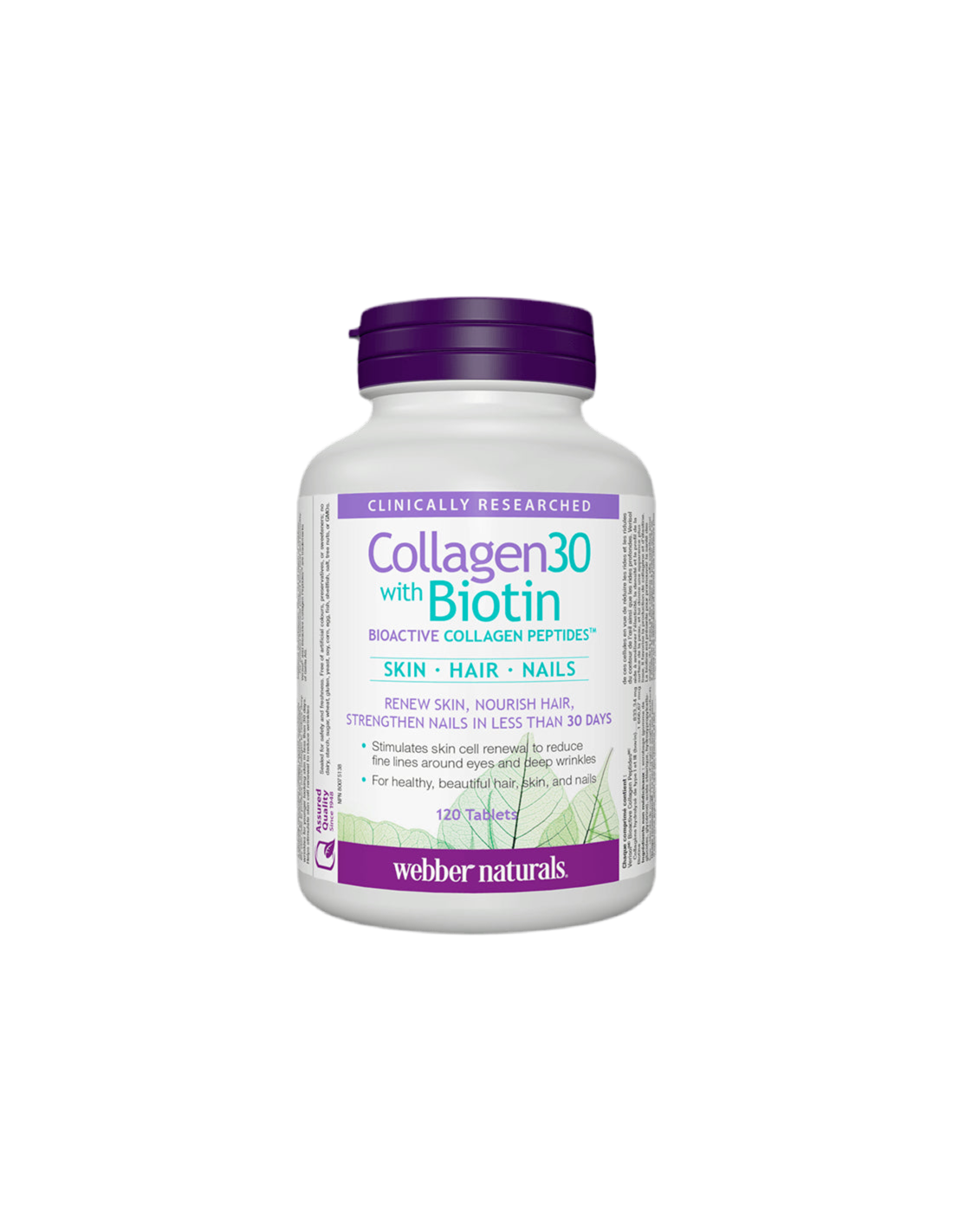 Collagen30® with Biotin / Колаген (биоактивни колагенови пептиди) с биотин, 120 таблетки Webber Naturals - Feel You