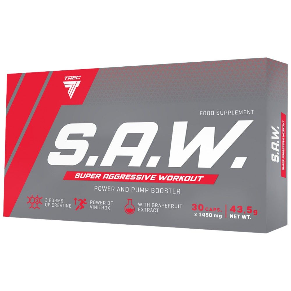 S.A.W. Caps | Super Aggressive Pre-Workout - 120 капсули