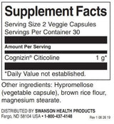 Cognizin Citicoline 500 mg / 60 Vcaps - 0