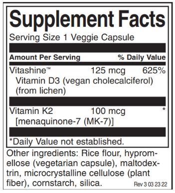 Extra Putere D3 și K2 - 125 mcg și 100 mcg / 60 Vcaps - 0