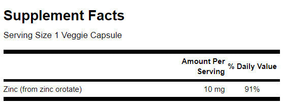 Zinc Orotate 10 mg - 60 капсули