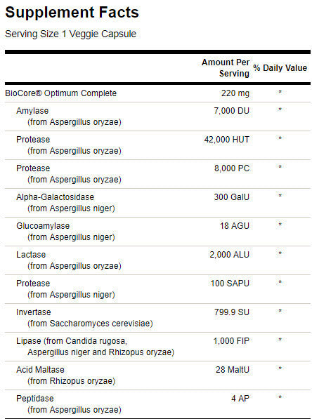 Full-Spectrum Enzymes BioCore Optimum Complete - 90 κάψουλες