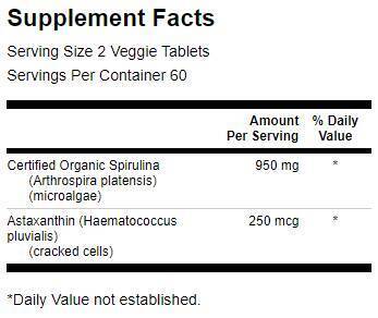 Organic Spirulina & Astaxanthin - 120 Таблетки