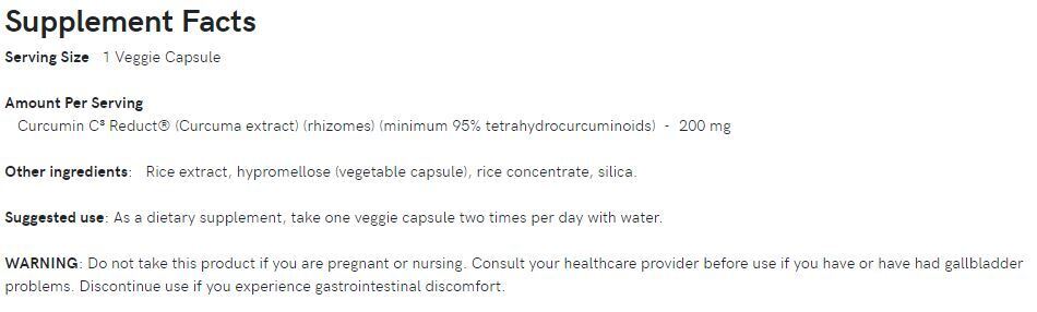 Tetrahidro-curcuminoizi avansati 95% 200 mg. / 60 Vcaps - 0