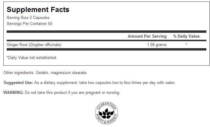 Ginger Root (Standardized) 250 mg - 120 капсули