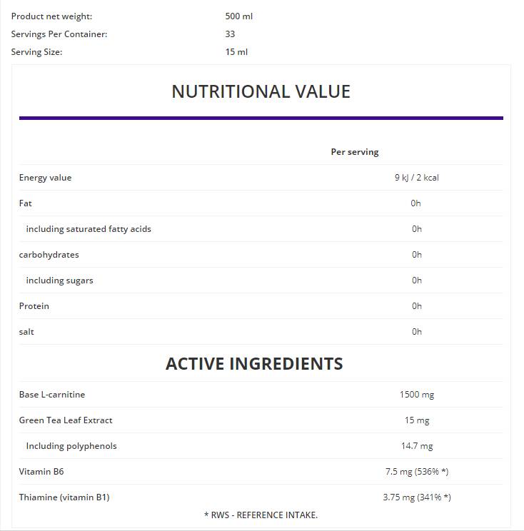 L-Carnitina + Ceai Verde 500 ml