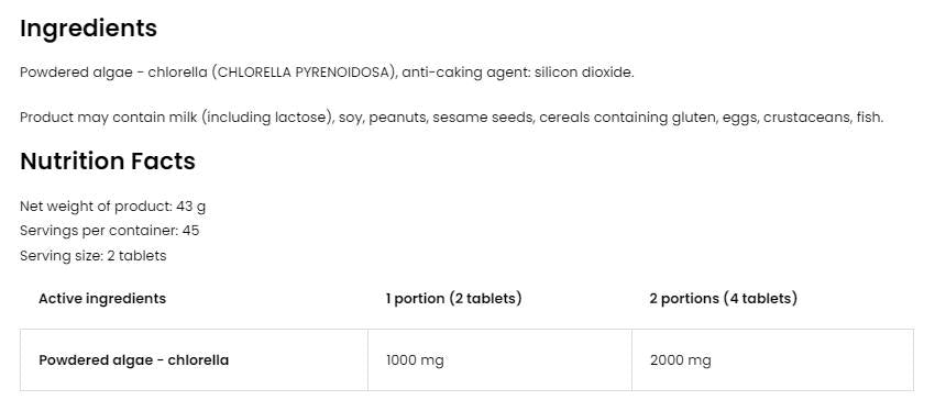 Chlorella - 1000 Таблетки