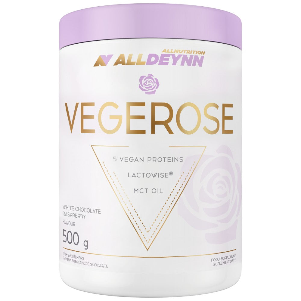 AllDeynn | VegeRose - 5 proteine ​​vegane cu MCT și probiotice - 500 de grame