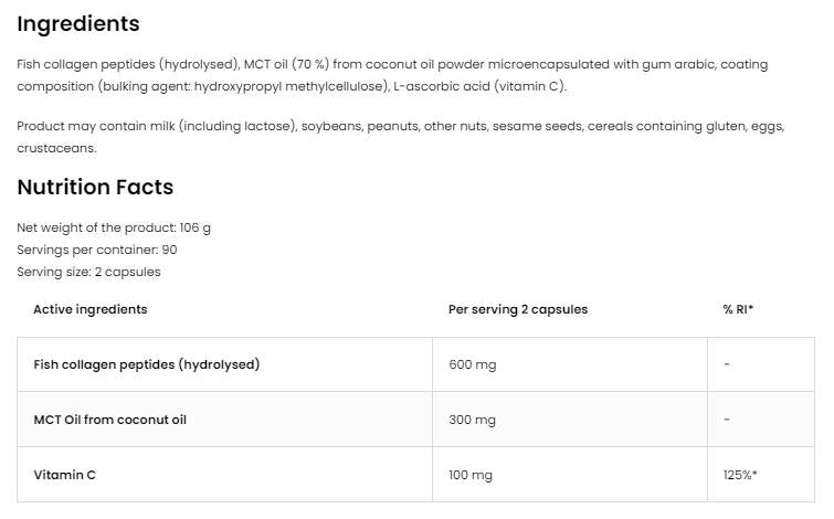 Coconut & Collagen | Marine Collagen with MCT - 180 капсули