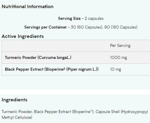 Turmeric &amp; Bioperine - 60 κάψουλες