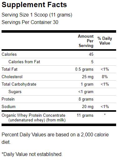 Certified Organic Undenatured Bioactive Whey Protein 340 грама