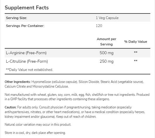 Arginine & Citrulline - 240 капсули