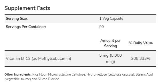 Methyl B-12 5000 mcg - 90 κάψουλες