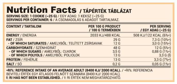 Cookie-uri | Biscuiți cu proteine ​​cu conținut scăzut de zahăr 135 grame