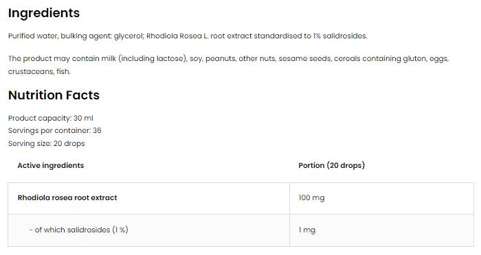 Picaturi de Rhodiola Rosea | Extract de rădăcină de Rhodiola 30 ml