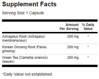 Full Spectrum Astragalus, Korean Ginseng &amp; Green Tea 60 κάψουλες